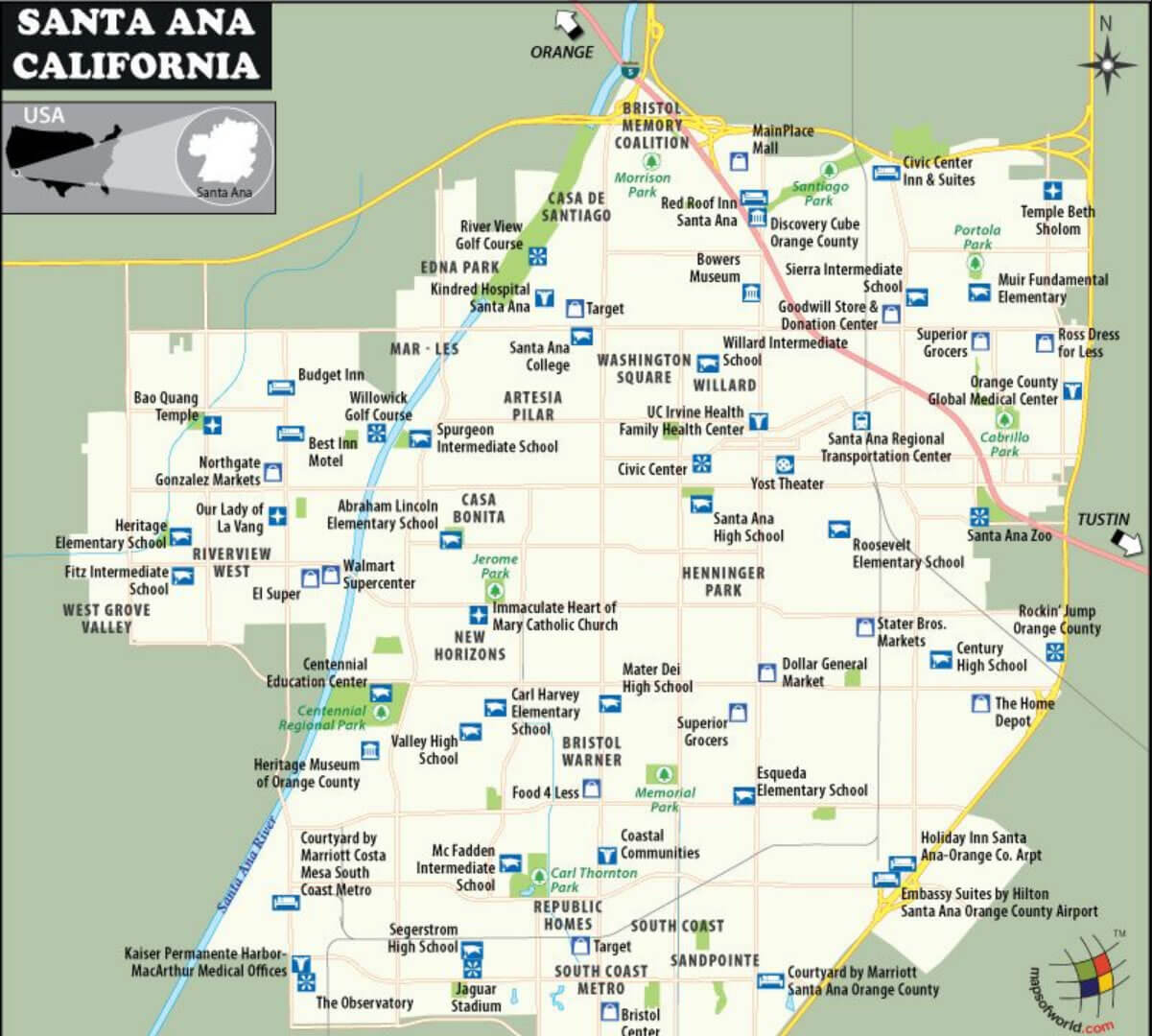 Santa Ana County Map California